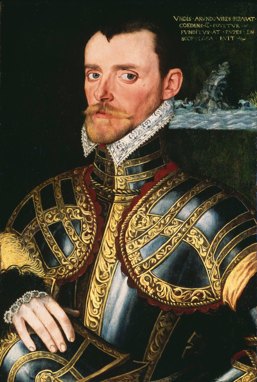 Amiral Sir Richard Hawkins (1532-1595), ca 1590 (olja på pannå) av English School