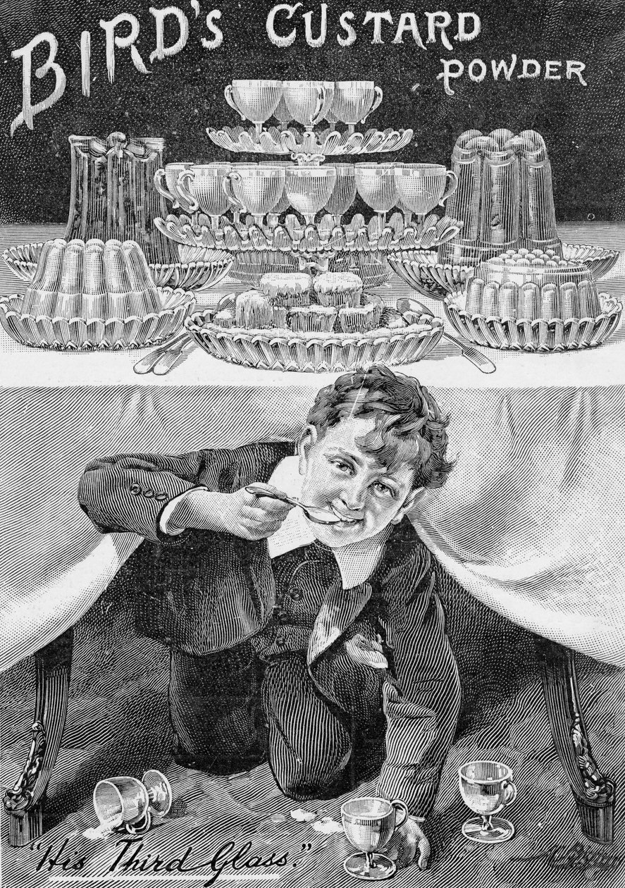 Annons för Birds Custard Powder, från The King, 1 juni 1901 (tryckt papper) av English School