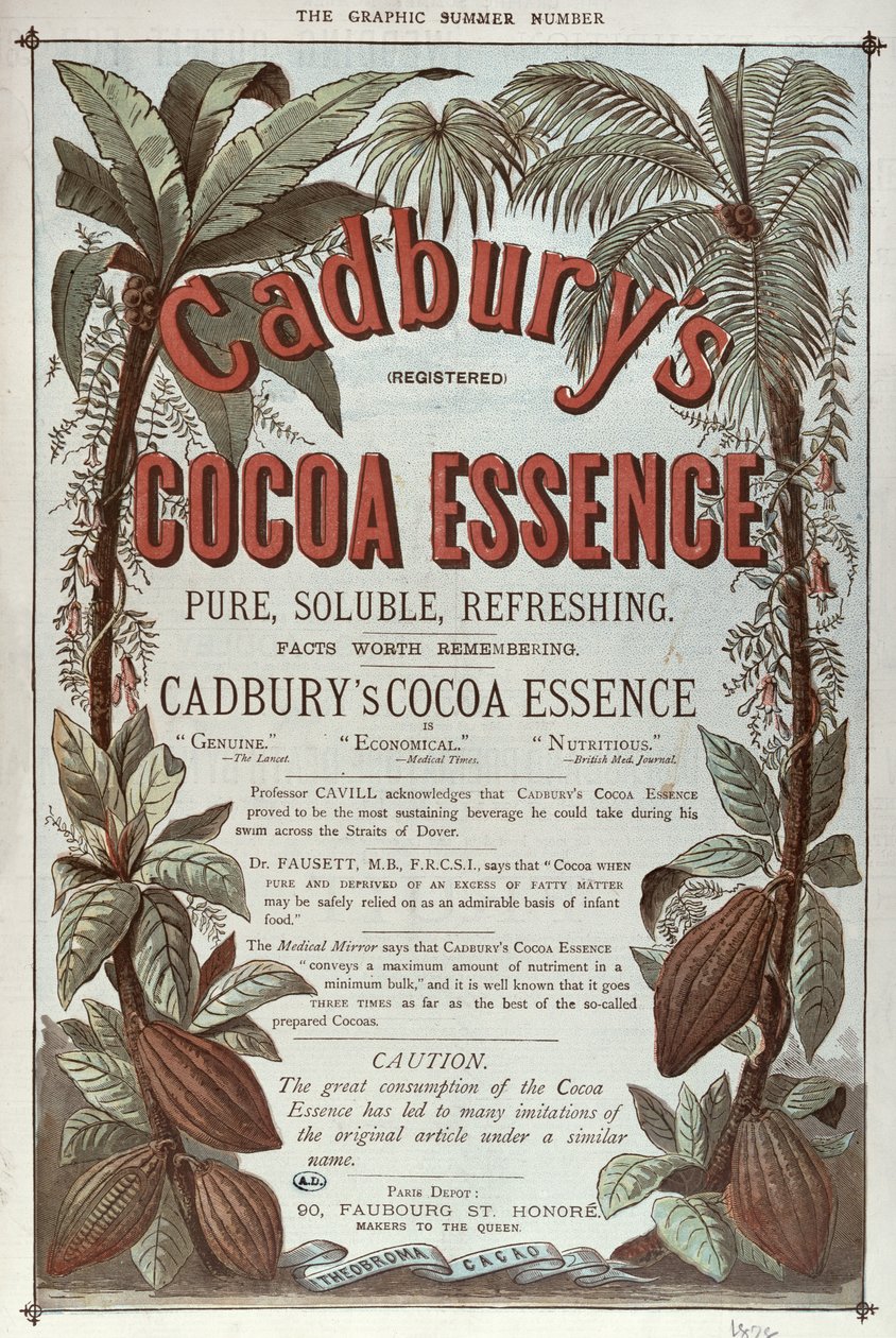 Annons för Cadburys Cocoa Essence, från The Graphic, 1878 av English School