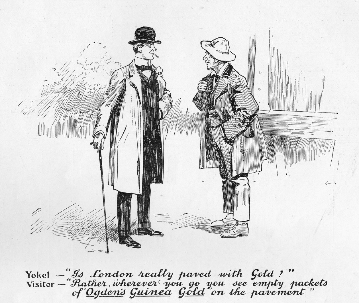 Annons för Ogdens Guinea Gold Cigarettes, från The Graphic, 19 juli 1902 av English School