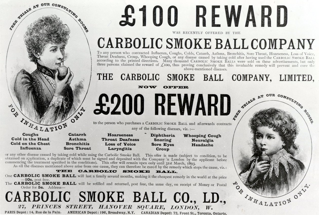 Annons för Carbolic Smoke Ball Company, 1893 av English School
