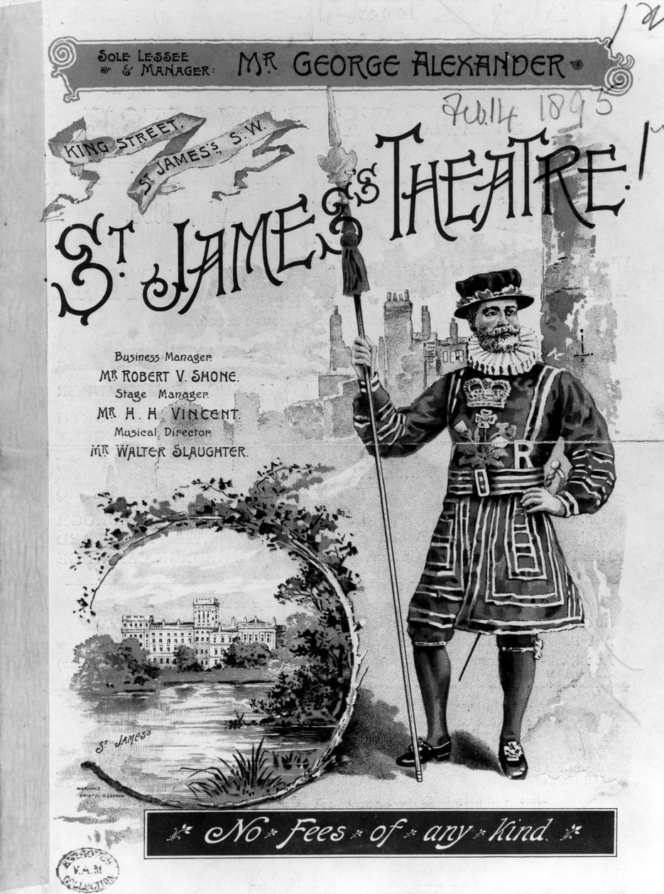 Annons för St. James Theatre i London, 1893 av English School
