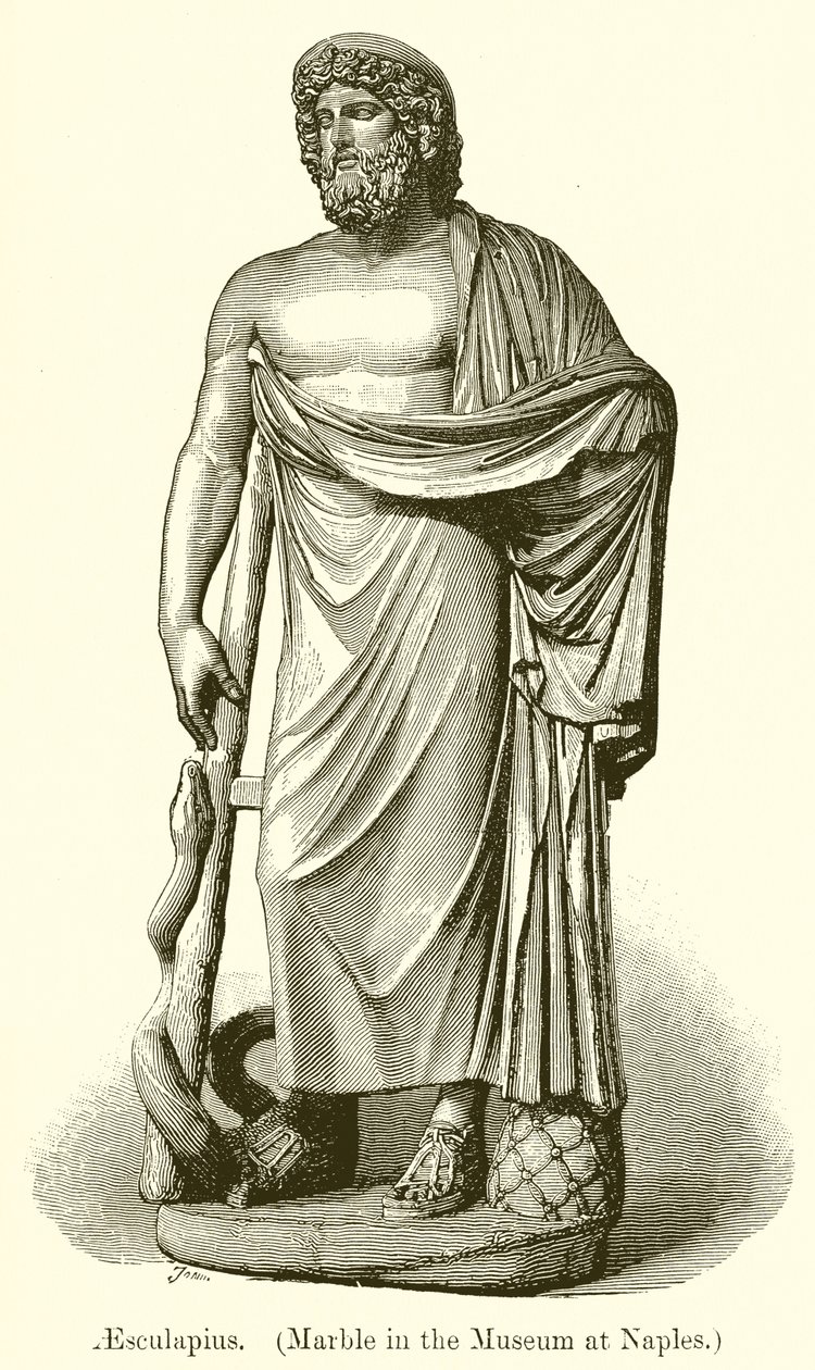 Aesculapius (marmor i museet i Neapel) (gravyr) av English School