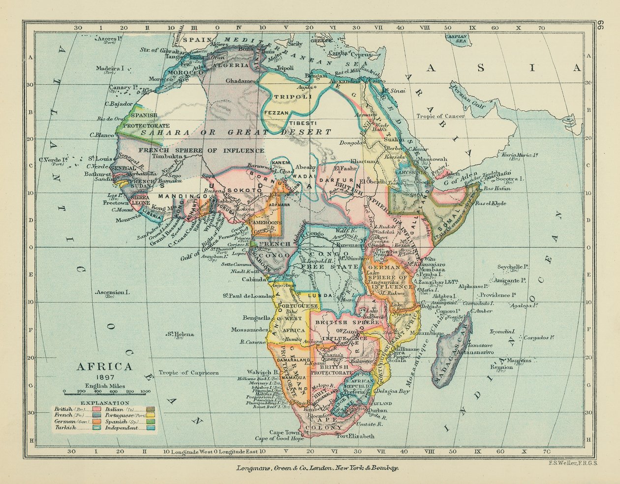 Afrika (färglitografi) av English School