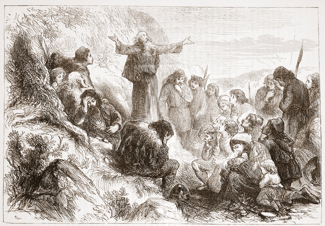 Albigensiska tillbedjare på stranden av Rhone, illustration från The History of Protestantism av James Aitken Wylie (1808-1890), pub. 1878 av English School