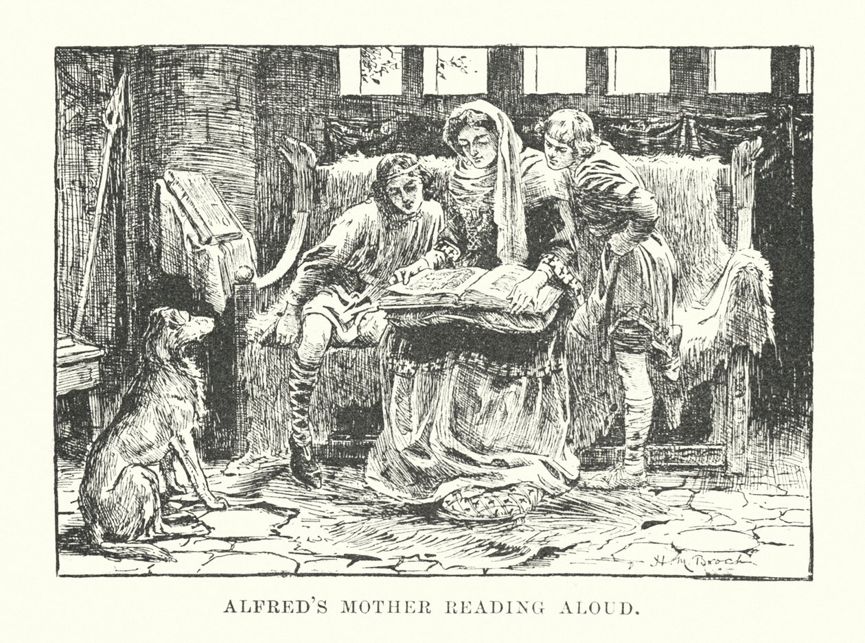 Alfreds mor läser högt (gravyr) av English School