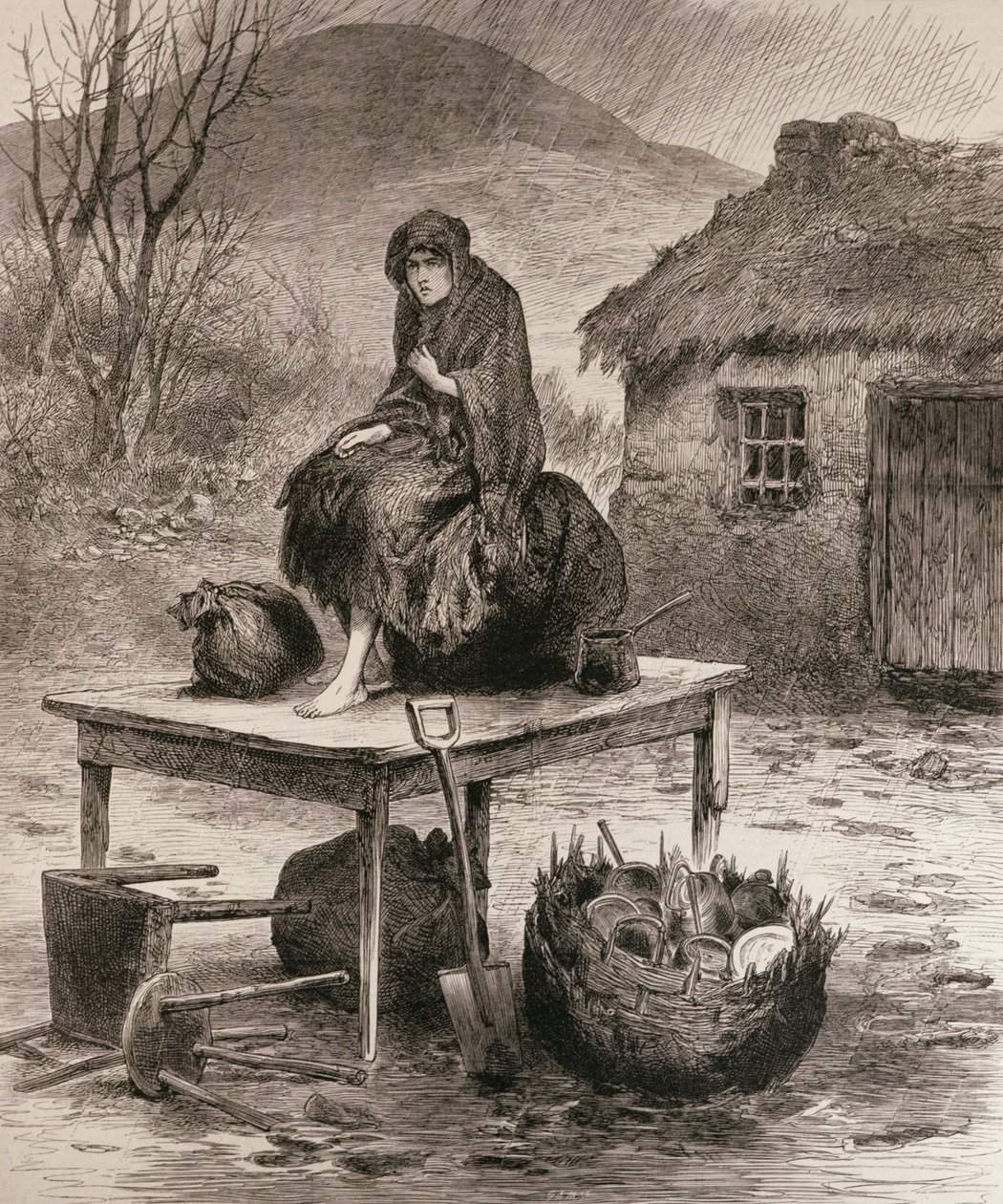 All That is Left: Scene at a Mayo Eviction, fra en skitse af Claude Byrne, fra 