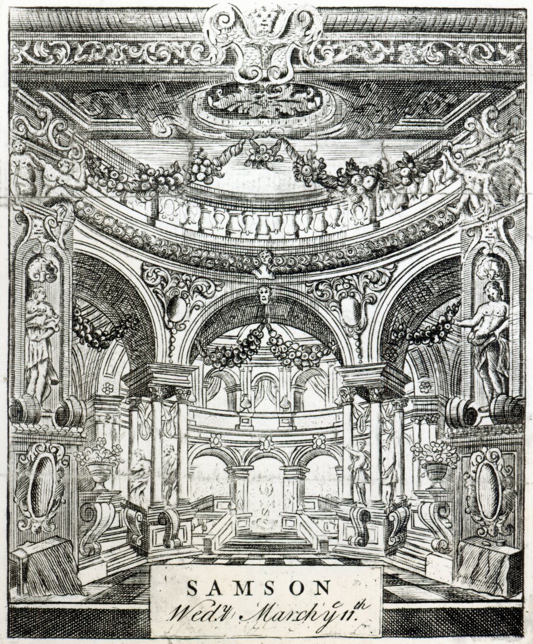 En inträdesbiljett till Händels oratorium "Samson", den 11 mars 1743. av English School