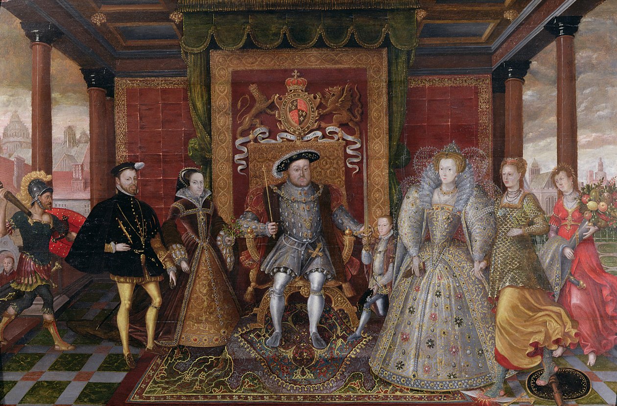 An Allegory of the Tudor Succession: The Family of Henry VIII, c.1589-95 av English School