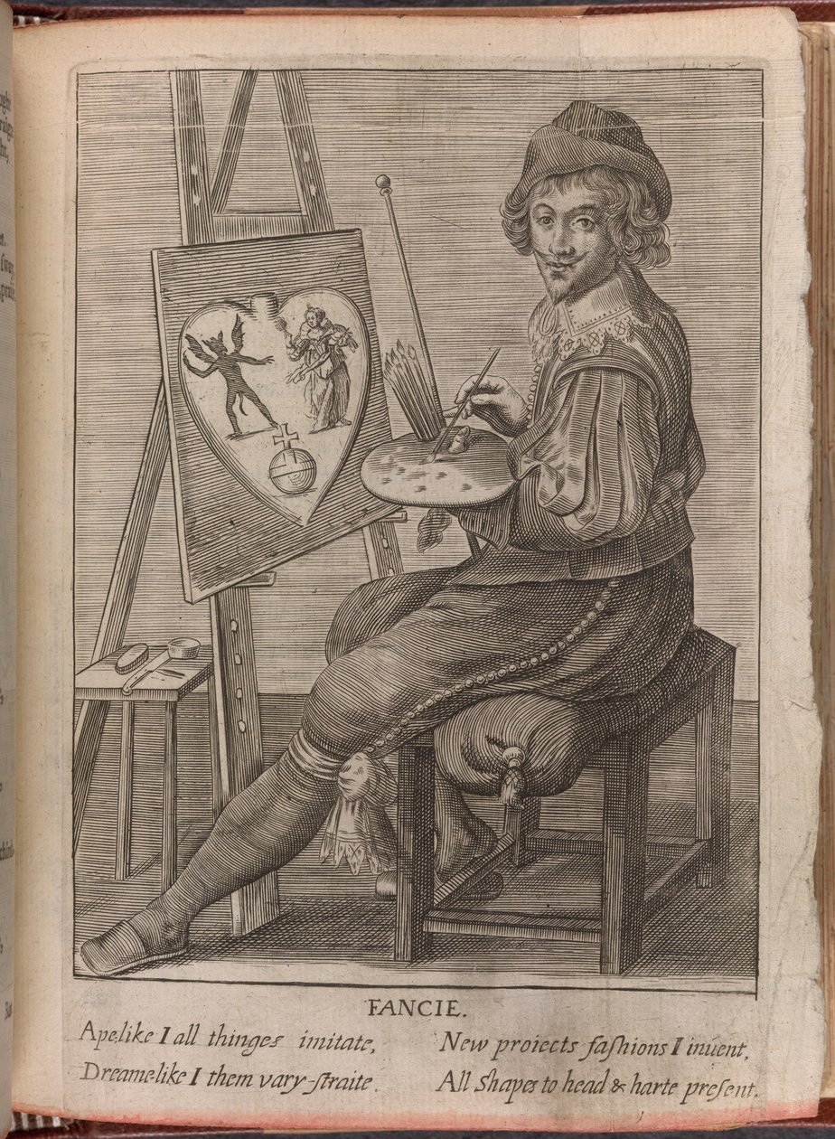 En konstnär, illustration från "A Work for none but Angels and Men", av Sir John Davies av English School