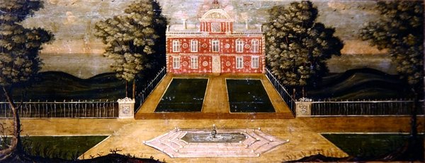 An East Anglian Residence (olja på panel) av English School
