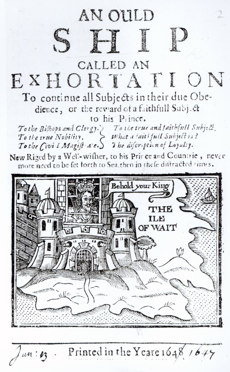 Ett gammalt skepp kallat en uppmaning, Charles I fängslad på Carisbrooke Castle på Isle of Wight, ca 1647 av English School
