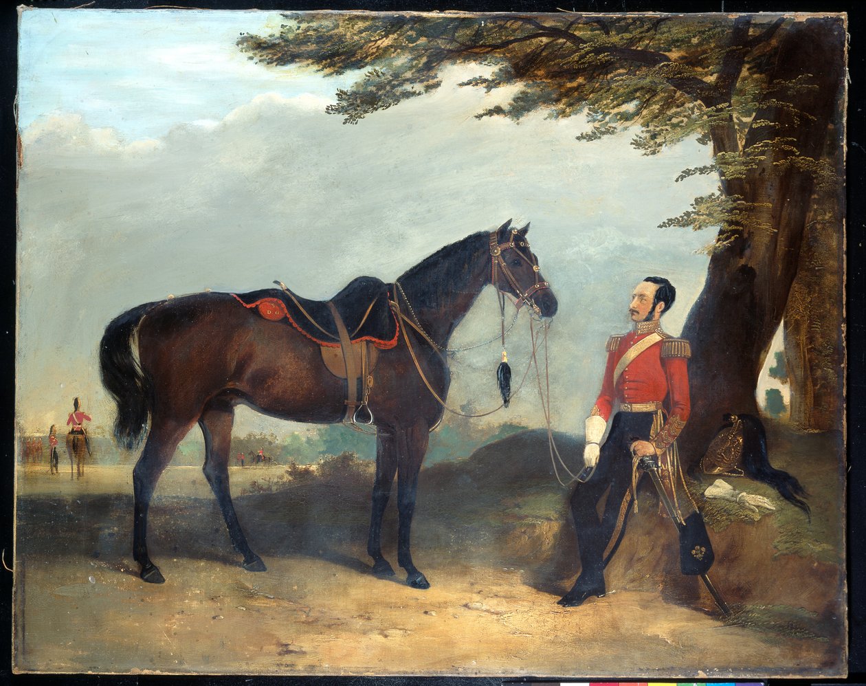 En oidentifierad officer från 3:e regementet av Dragon Guards, ca 1850 av English School