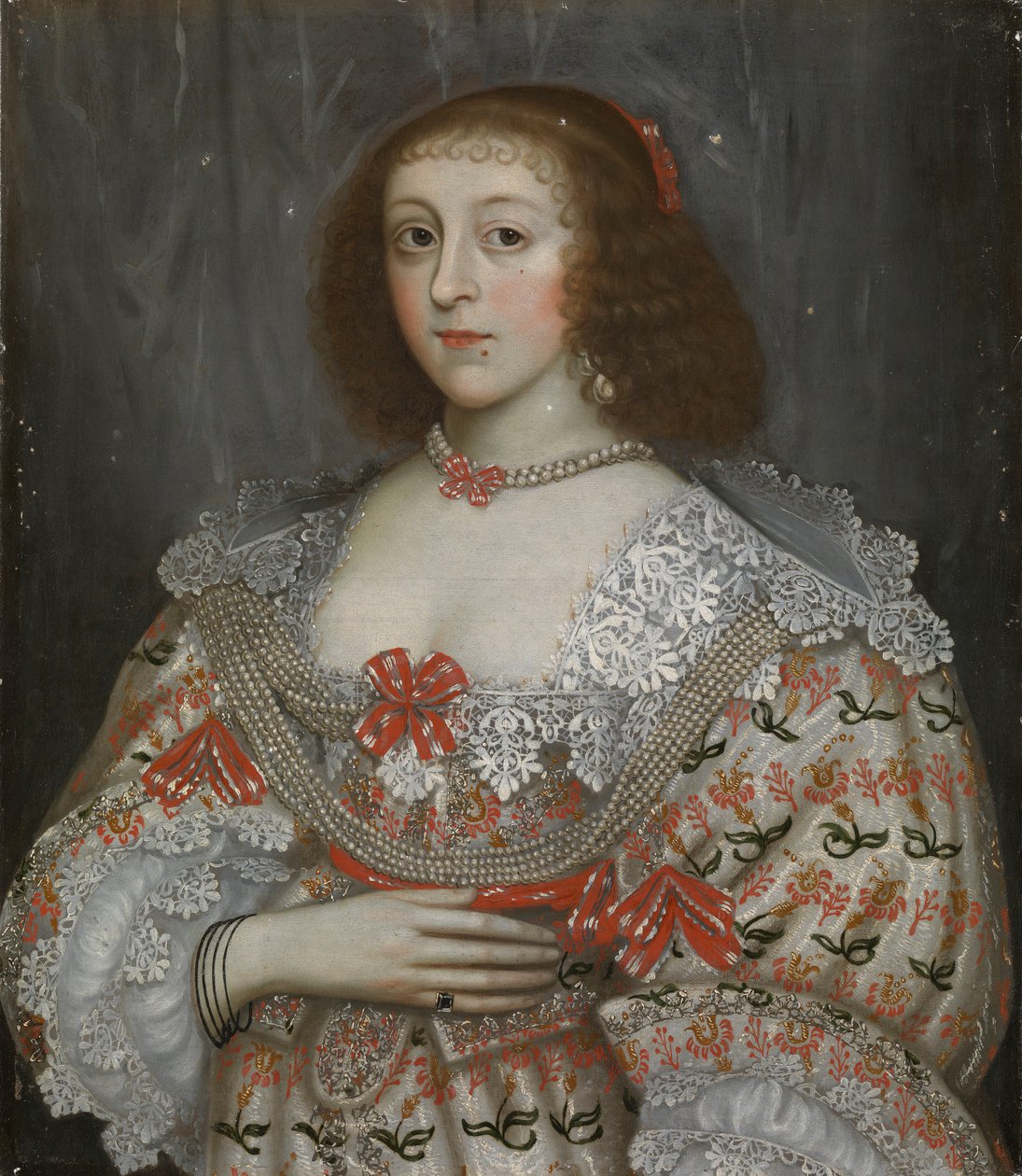 En oidentifierad ung dam från Karl I:s tid, ca 1635 (oljemålning) av English School