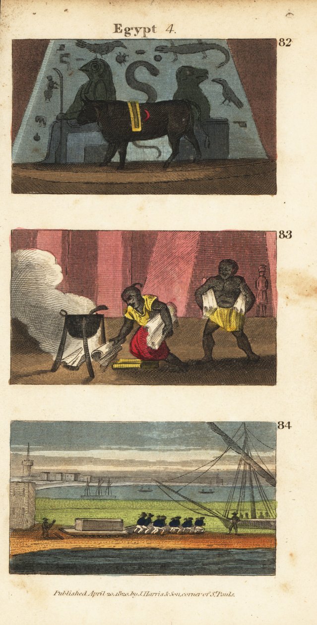 Den forntida egyptiska idolen Osiris som en oxe 82, Saracenen Omar brände Ptolemaios Soters bibliotek 642 83 och Napoleons trupper förde bort Alexanders grav 84 av English School