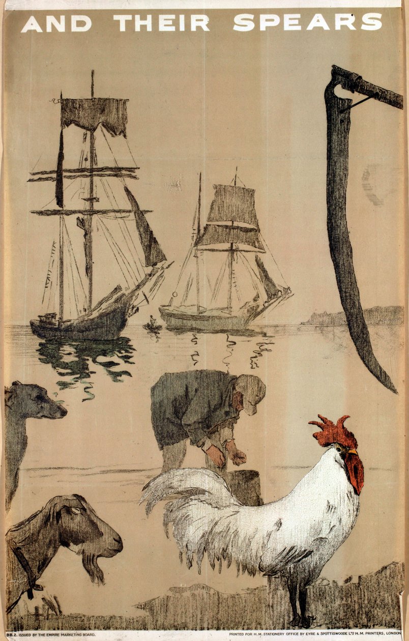 And Their Spears, från serien "The Empire Stands for Peace" (färg litho) av English School