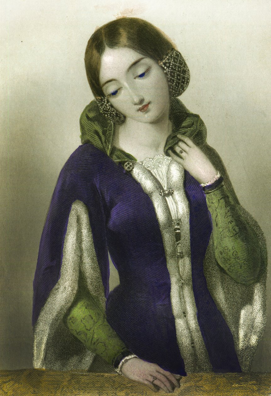 Anne av Böhmen, drottning till Richard II, tryckt av Henry G. Bohn, 1856 av English School