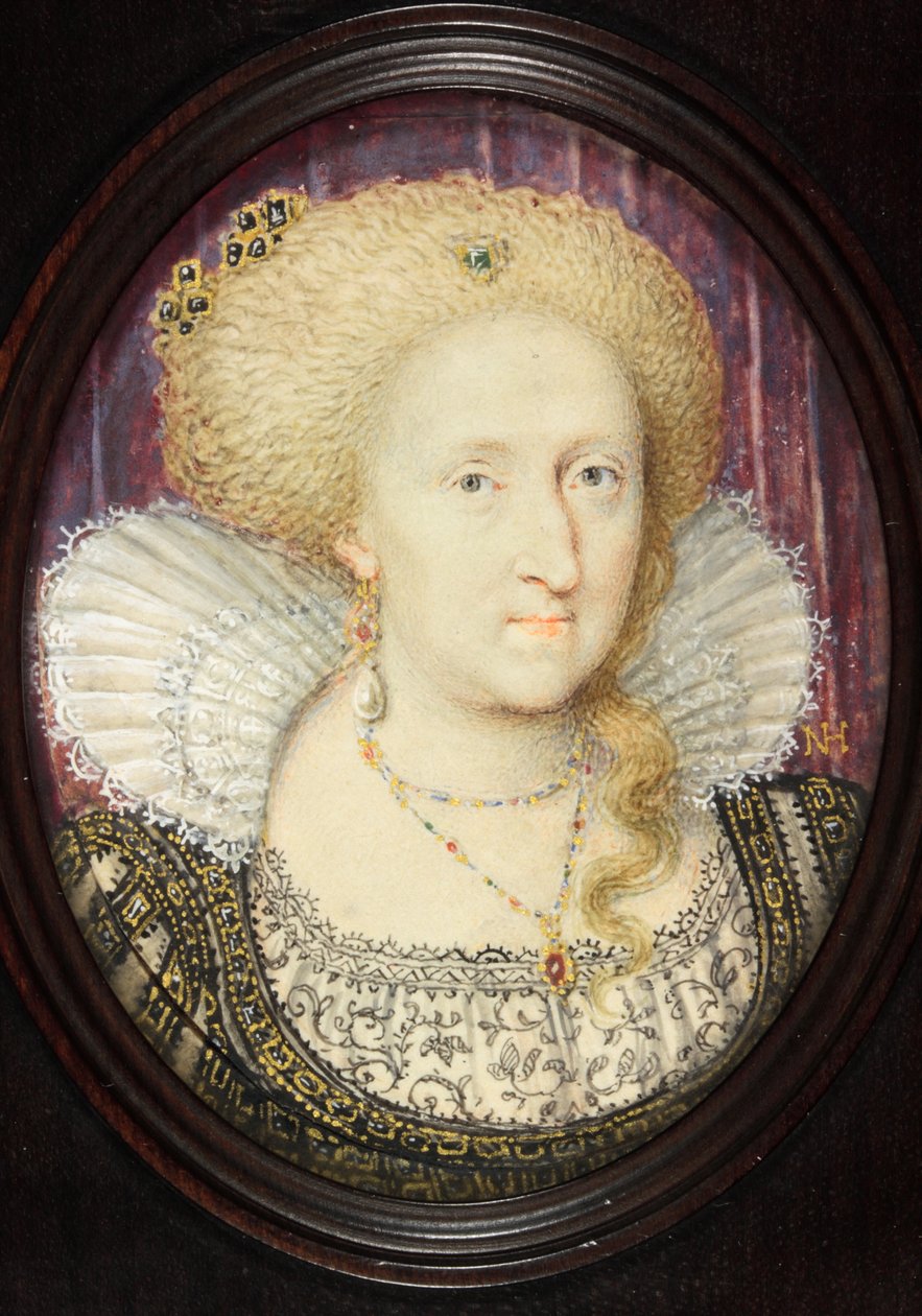 Anne av Danmark (akvarell på veläng) av English School
