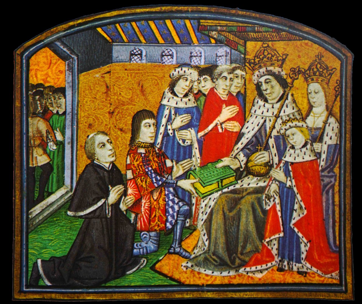 Anthony Woodville, Earl Rivers, presenterar filosofernas dikter och ord till sin svåger, Edward IV av English School