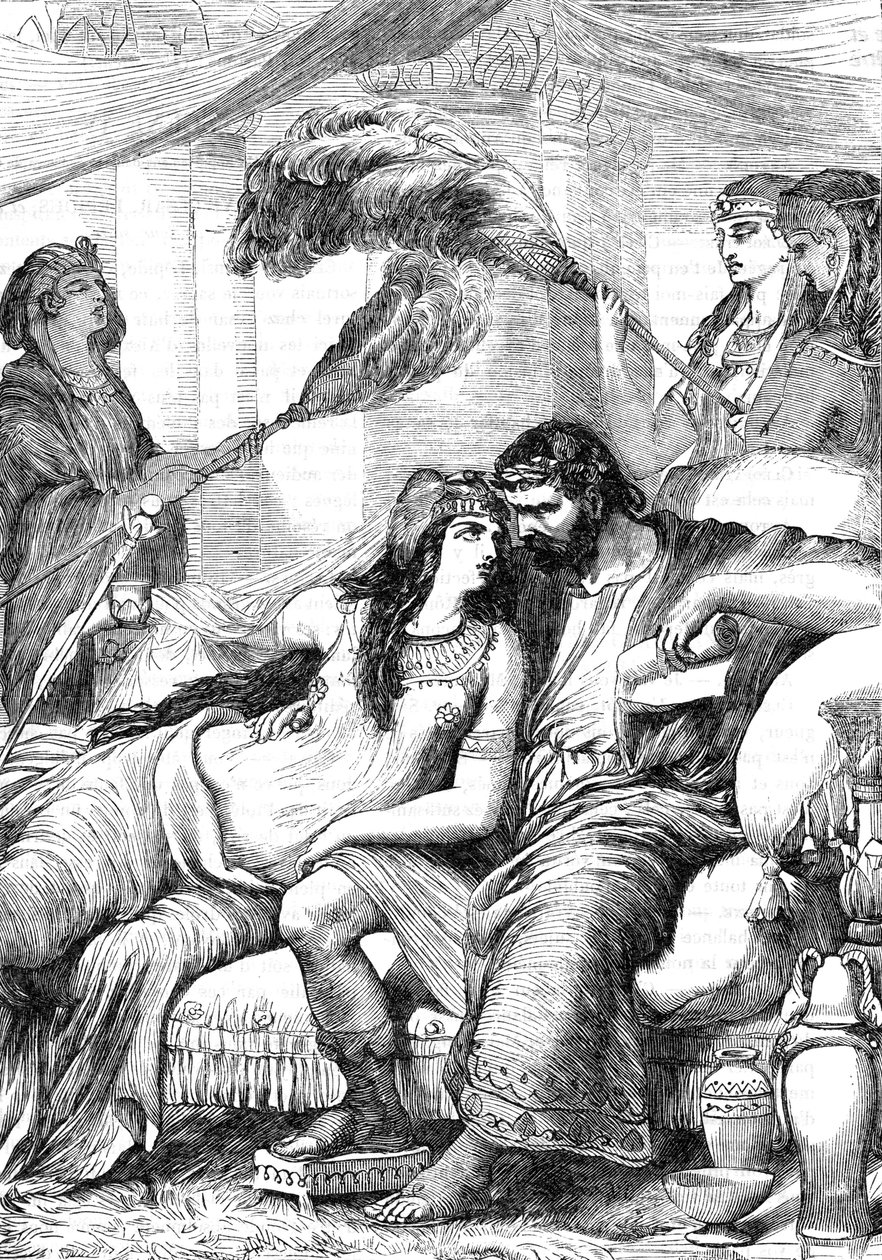 Antoine et Cleopatre (Antony och Cleopatra) - Illustration i "" Completes de William Shakespeare""" 1866 - Illustrationerna och den allmänna formen för denna utgåva är lånade från Cassells illustrerade Shakespeare, publicerad i London av English School