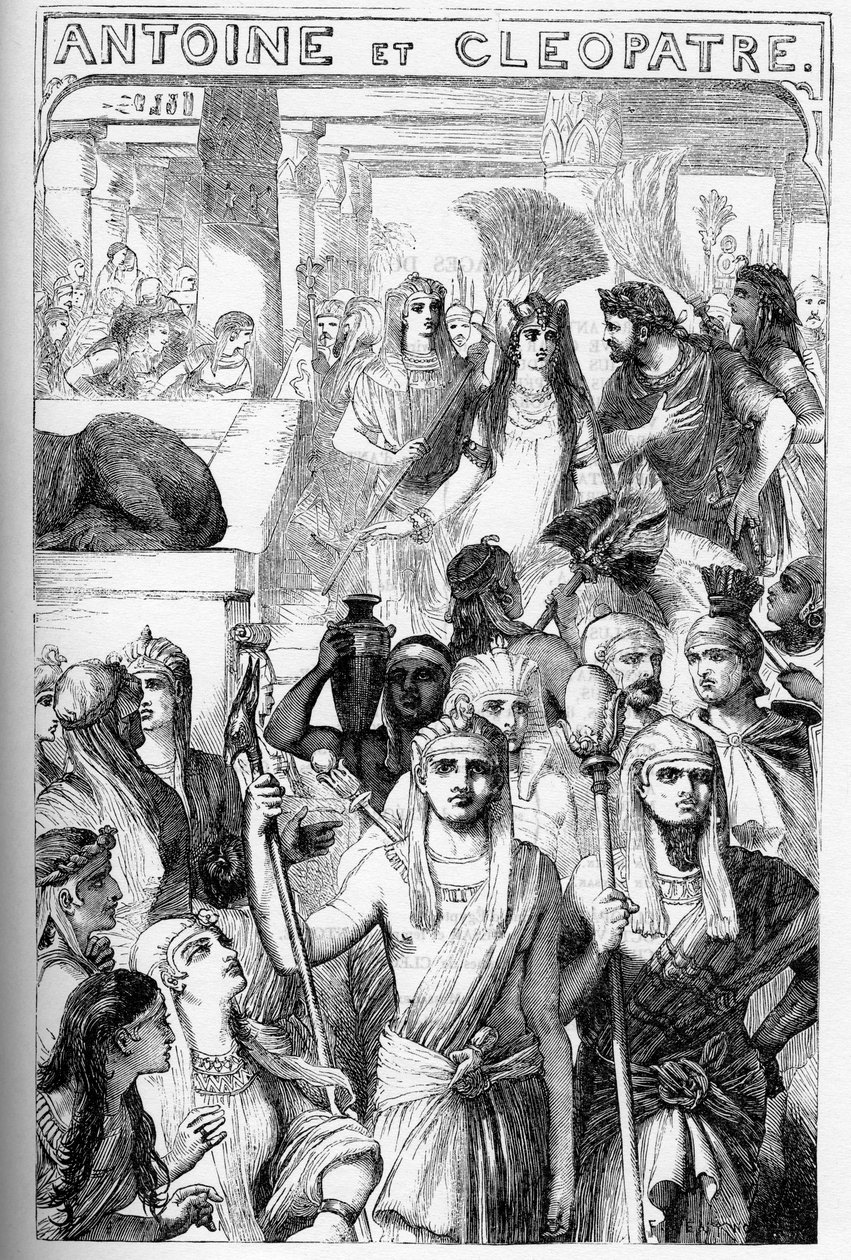 Antoine et Clopatre (Antony och Cleopatra) - Illustration i "" Completes de William Shakespeare""" 1866 - Illustrationerna och den allmänna formen för denna utgåva är lånade från Cassells illustrerade Shakespeare, publicerad i London av English School