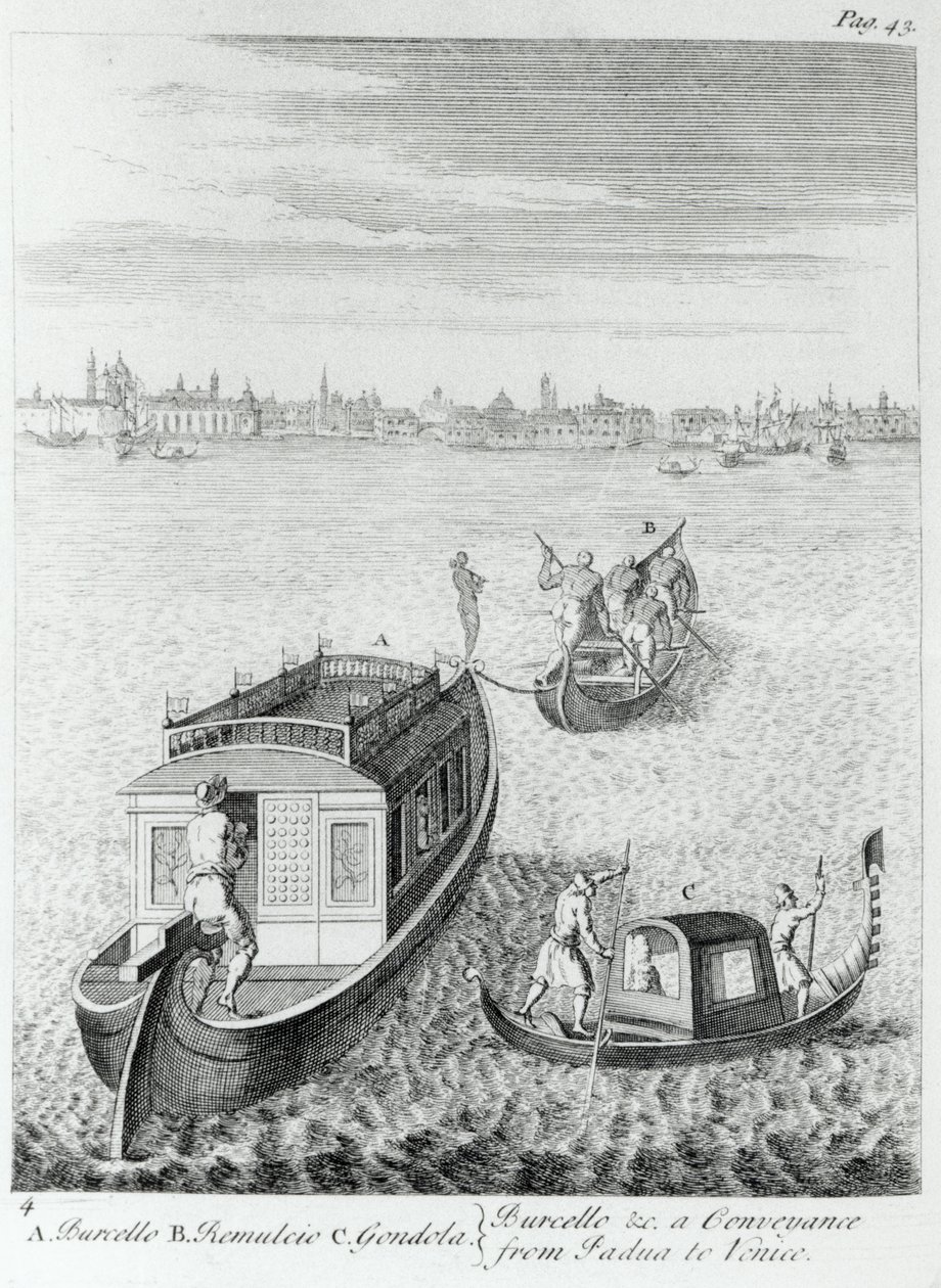 Närmar sig Venedig med vatten från Padua, från några observationer gjorda under resor genom Frankrike, Italien etc. under åren 1720-22 av Edward Wright, publicerad 1730 av English School