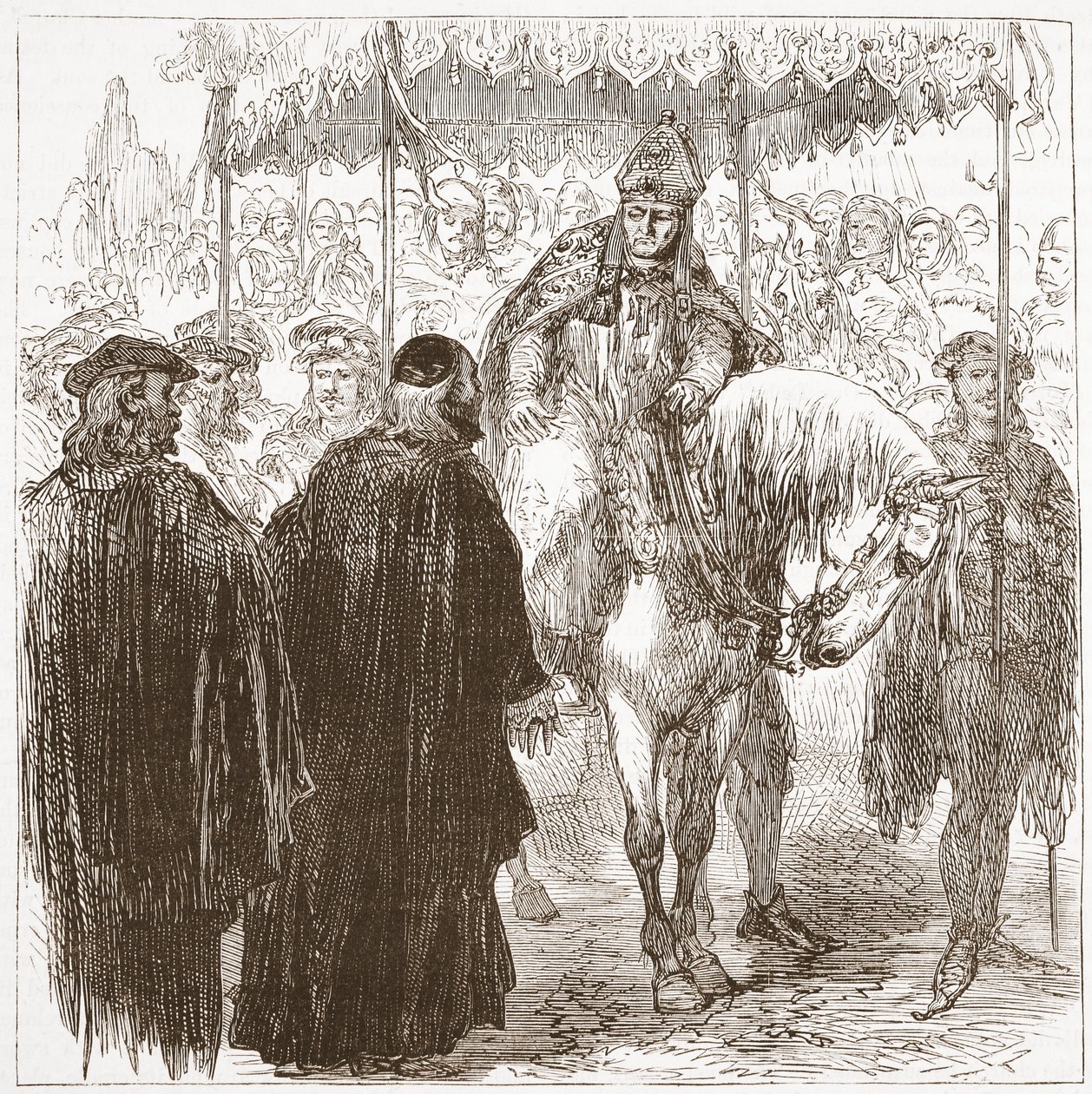 Ärkebiskop Arundel i Oxford, illustration från The History of Protestantism av James Aitken Wylie (1808-1890), pub. 1878 av English School