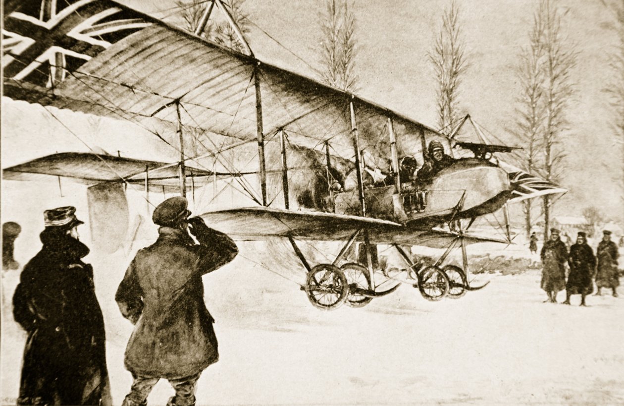 Beväpnad brittisk biplan med start från högkvarteret nära Hollebeke, 1914-19 av English School