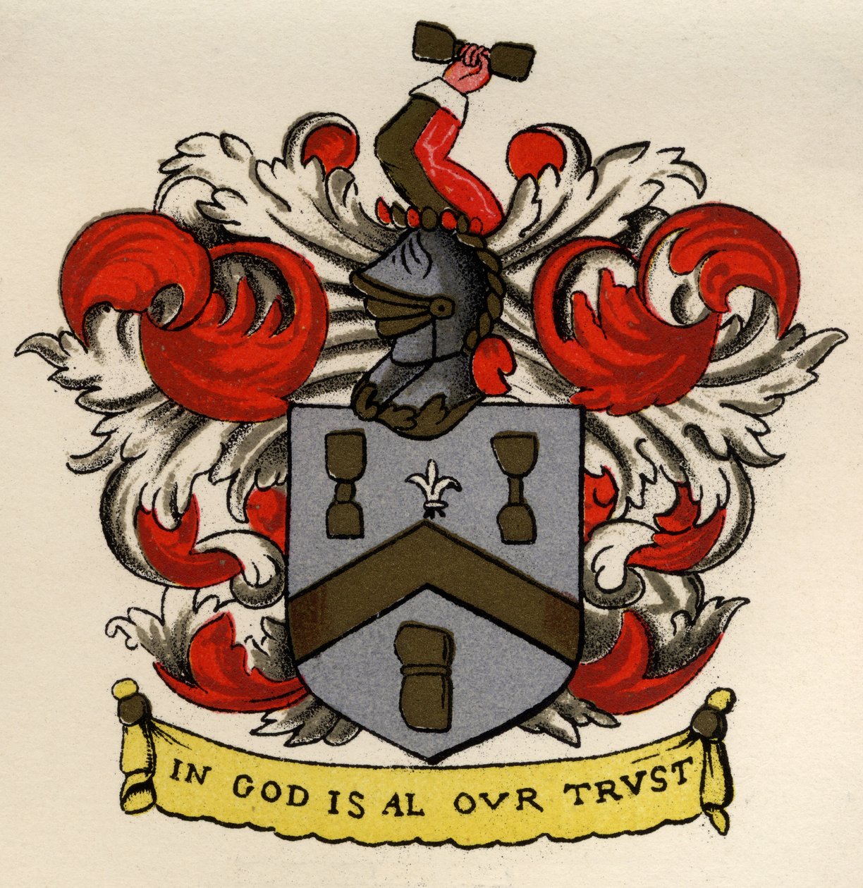 Arms of the Bricklayers and Tilers of the Gateshead Chapter, 1671, från The History of Freemasonry, volym II, publicerad av Thomas C. Jack, London, 1883 av English School