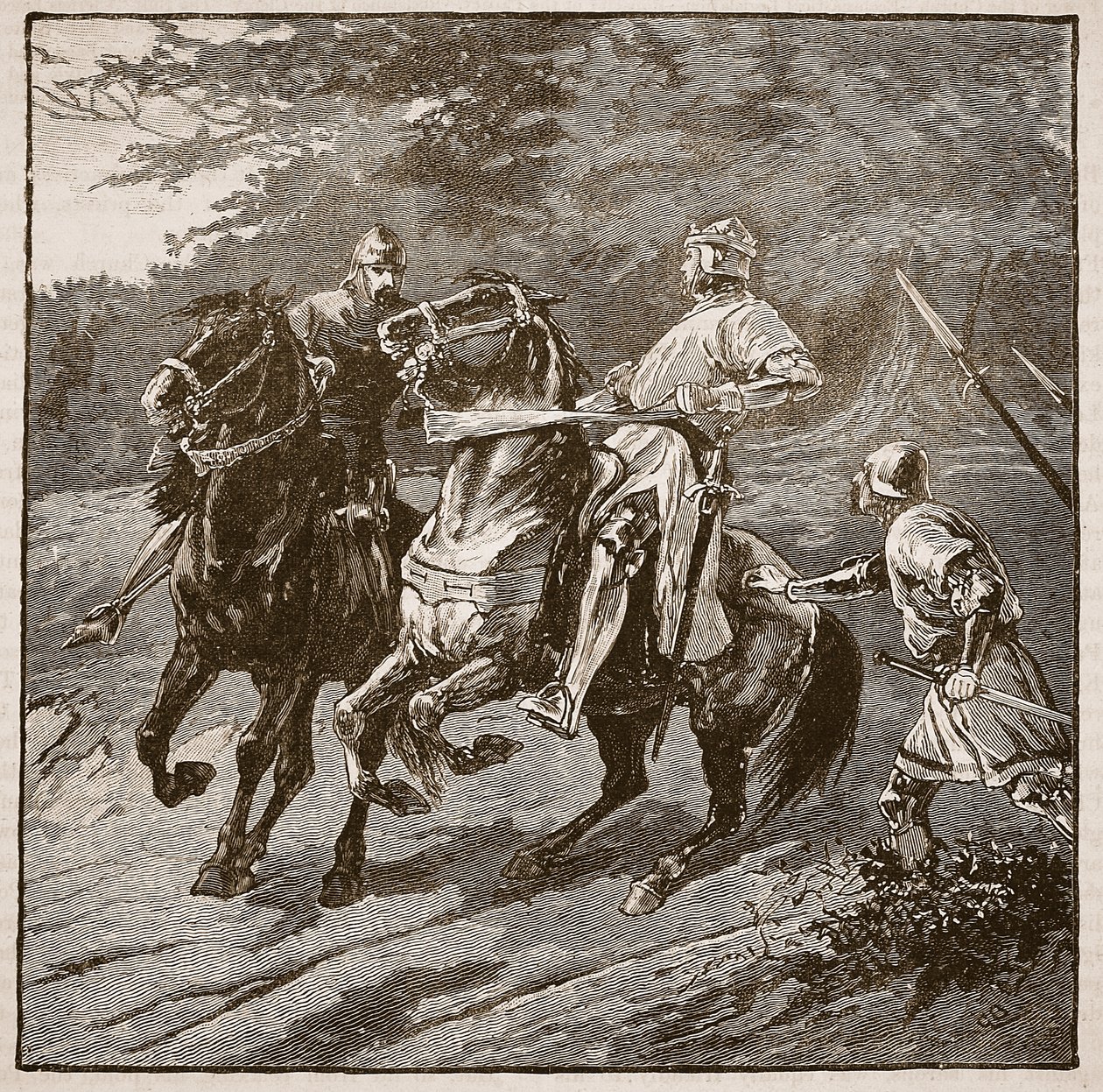 Arrest of King Richard, illustration från Cassells Illustrated History of England (sepiafoto) av English School