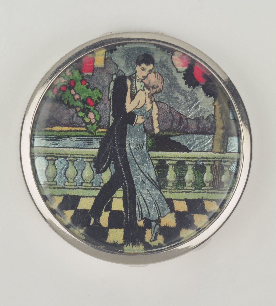Art Deco Dancers Powder Compact, tillverkad av Stratnoid, 1920-30 (emalj) av English School