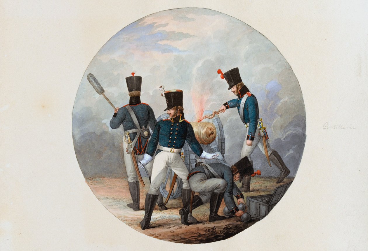 Artilleri, ca 1807 (akvarell på papper) av English School
