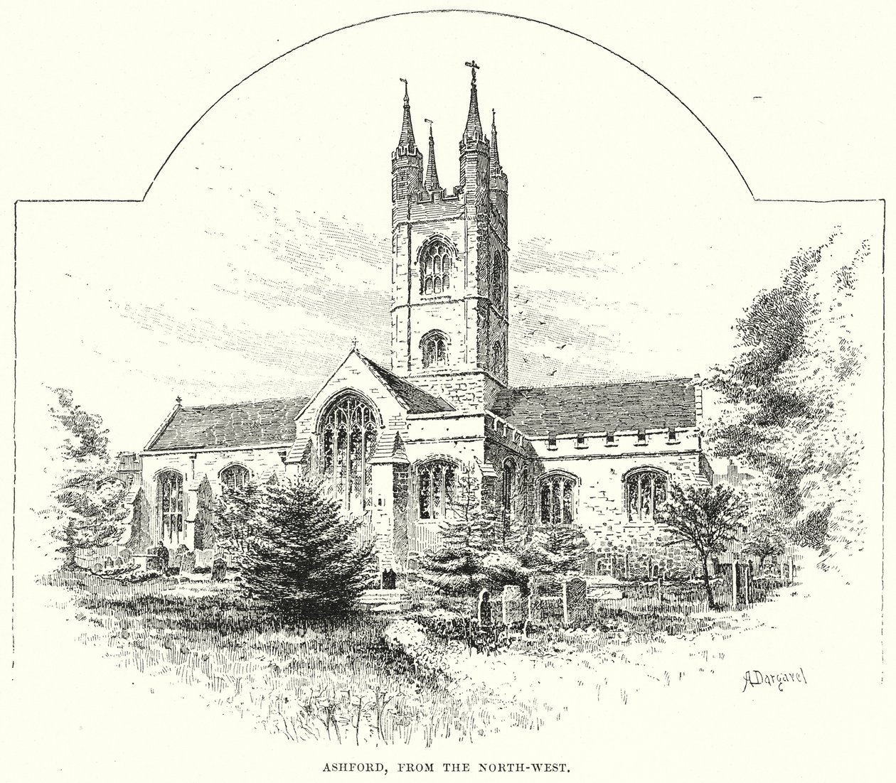 Ashford, från nordväst (gravyr) av English School
