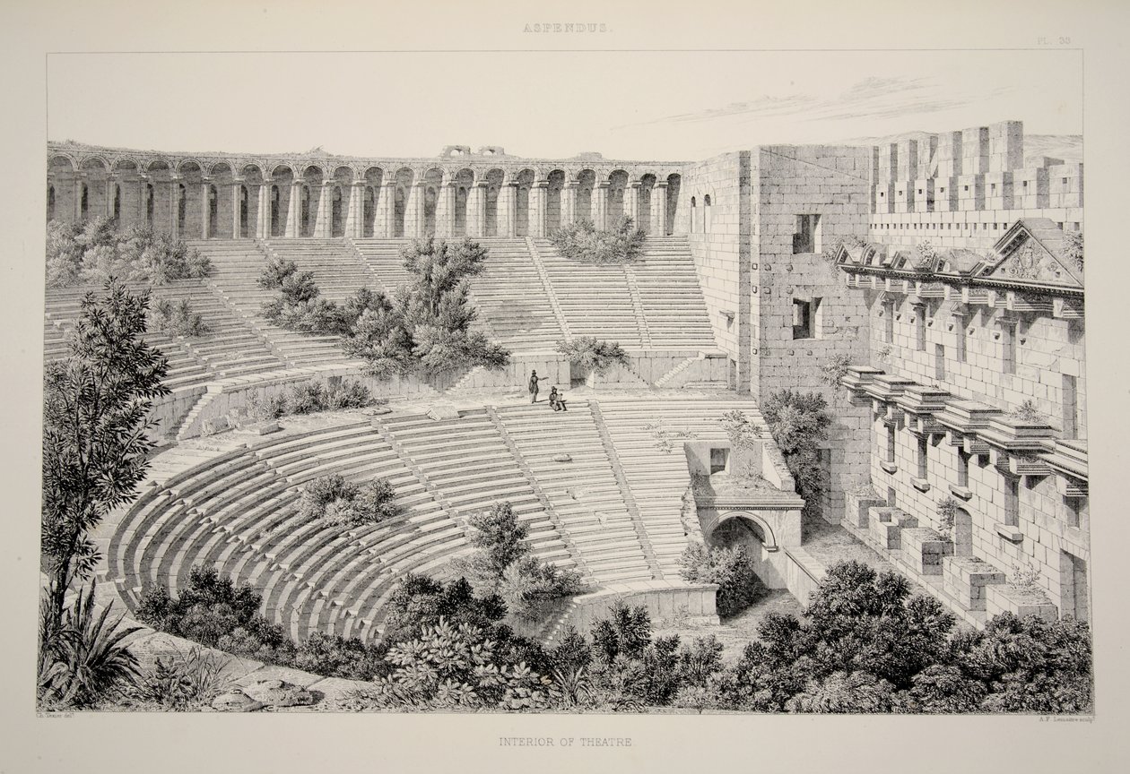 Aspendu - Interiör av teater, från The Principal Ruins of Asia Minor, pub. 1863 (litografi) av English School