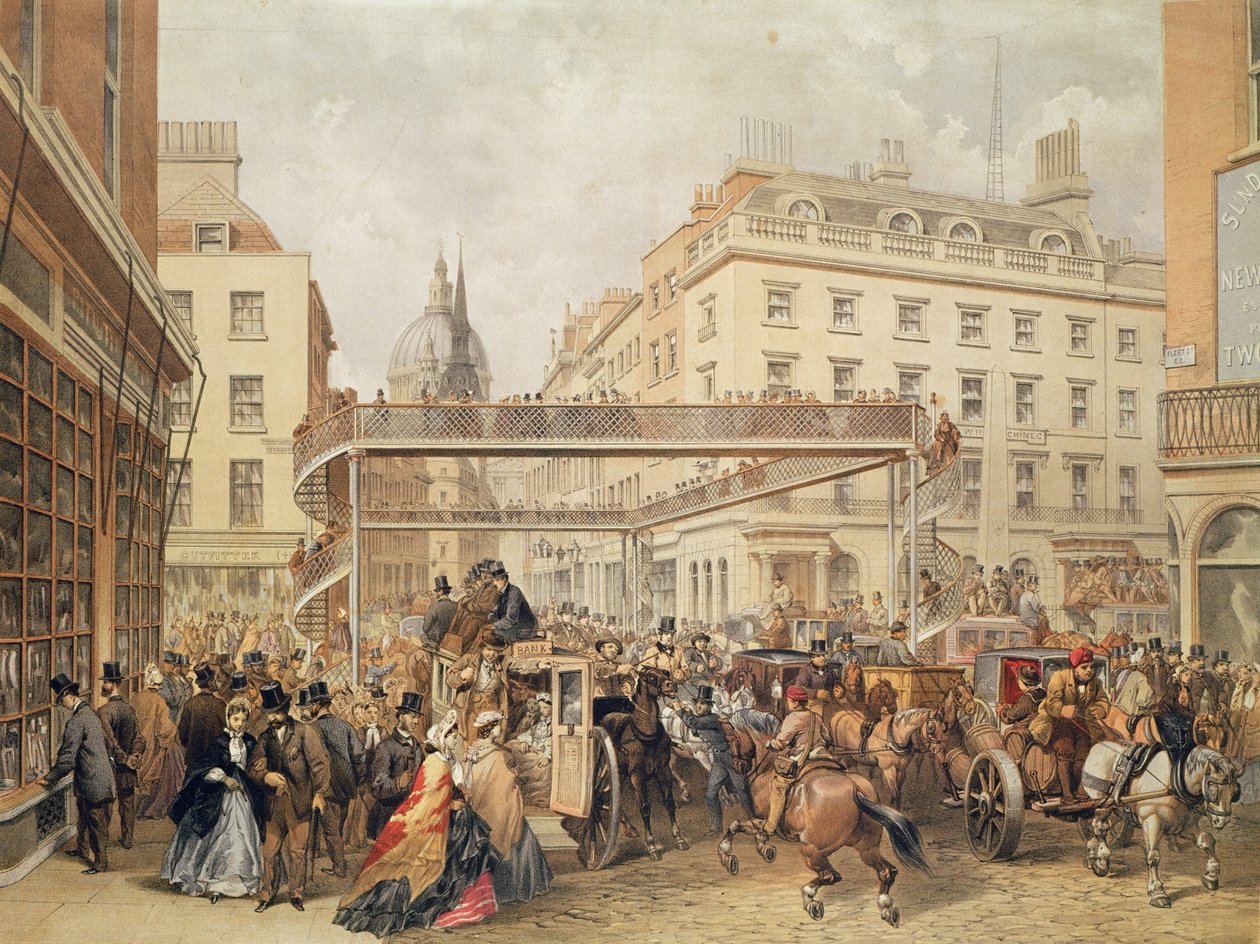 På botten av Ludgate Hill, London, pub. och tryckt av Kell Brothers, ca 1860-talet av English School