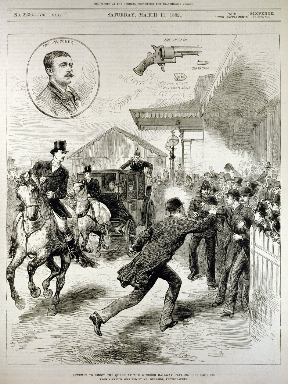 Försök att skjuta drottningen vid Windsor Railway Station, från "The Illustrated London News", 11 mars 1882 av English School