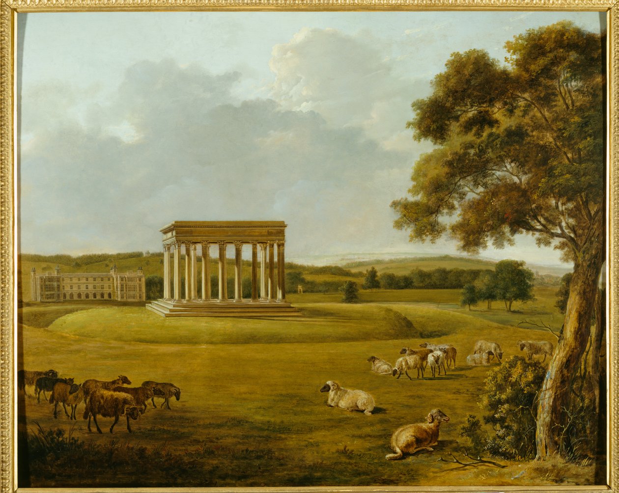 Audley End and the Temple of Concord (olja på duk) av English School