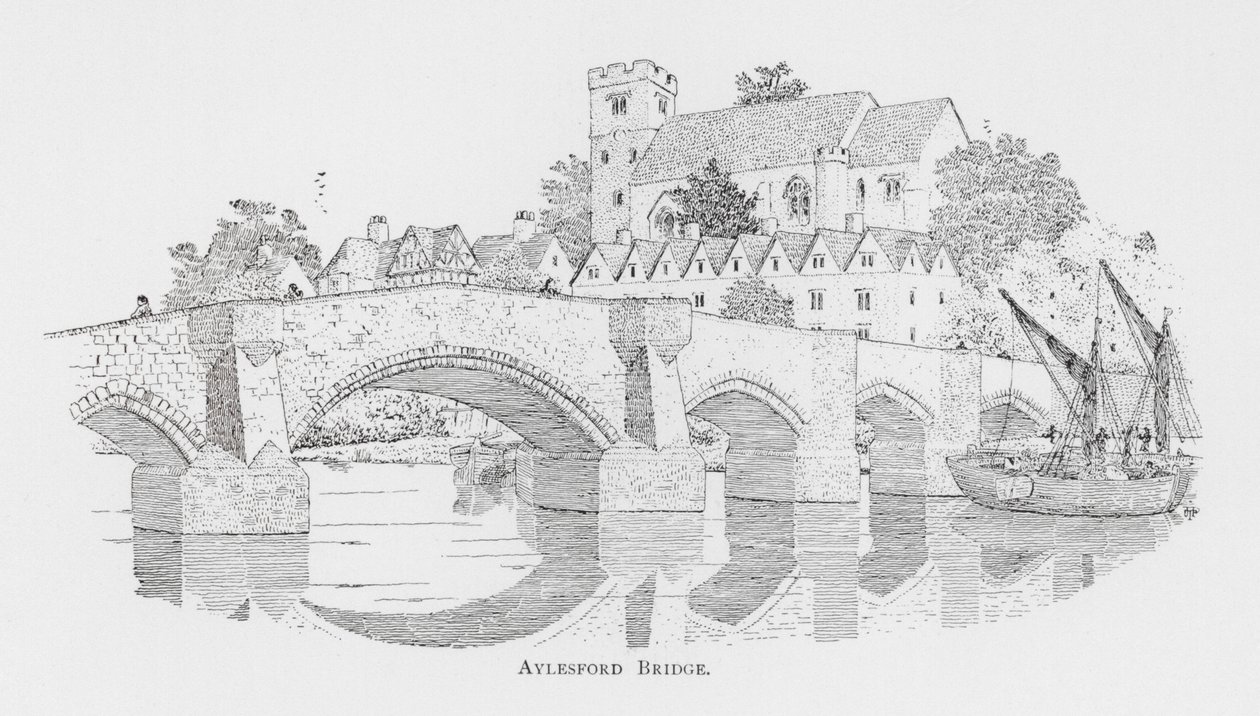 Aylesford Bridge (litografi) av English School