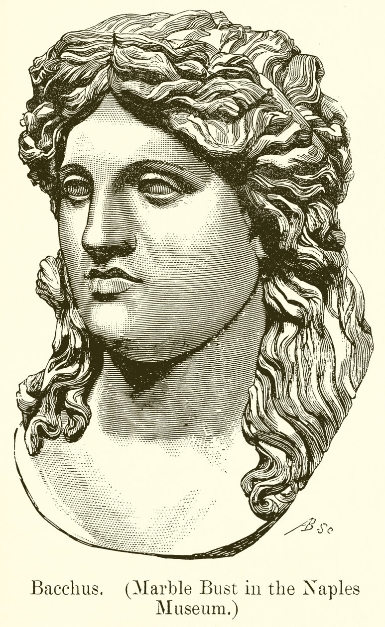 Bacchus. (Marmorbyst i Neapels museum) (gravyr) av English School