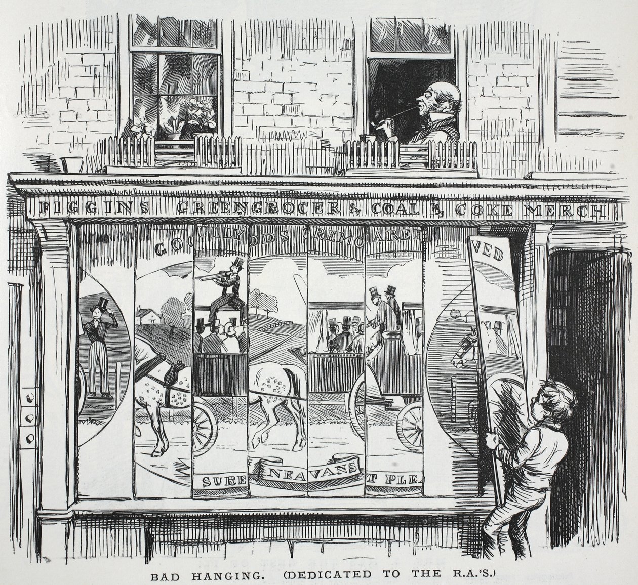 Bad Hanging (tillägnad R.A.s), illustration från Punch av English School