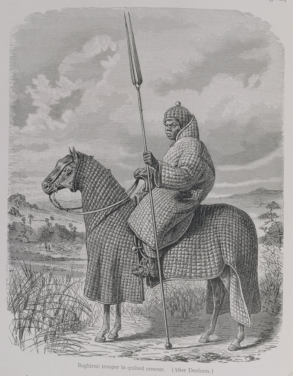 Baghirmi-trooper i quiltad rustning, från 