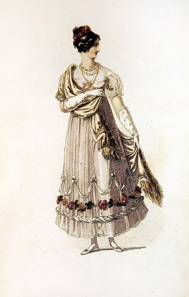 Bollklänning, modeplatta från Ackermann