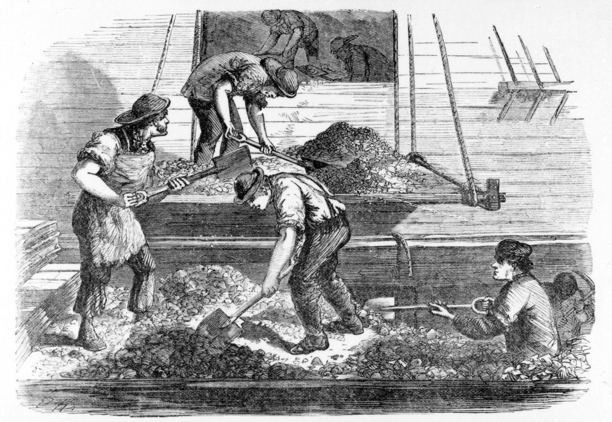 Ballasthuggare i arbete i poolen, illustration från "London Labour and the London Poor" av Henry Mayhew, ca 1840-talet. av English School