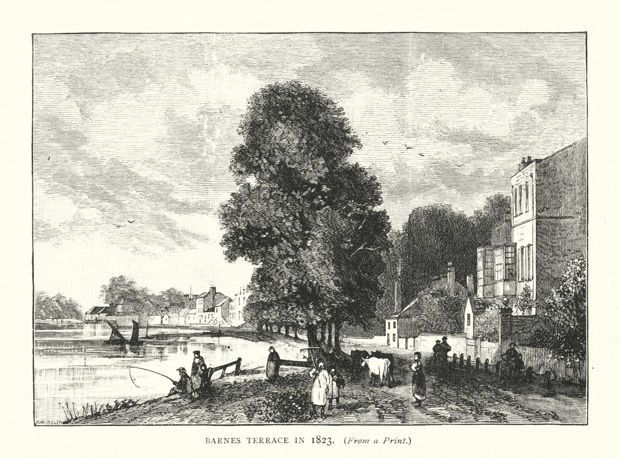 Barnes Terrace år 1823 (gravyr) av English School
