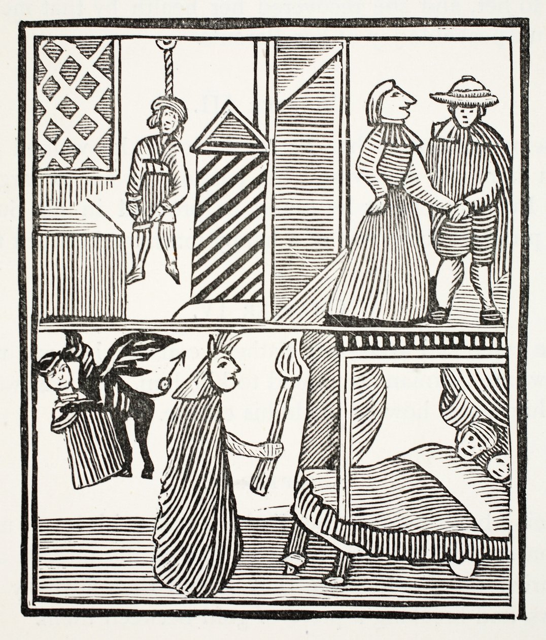 Batemans Tragedy, illustration från Chap-books of the Eighteenth Century av John Ashton, pub. 1882 av English School