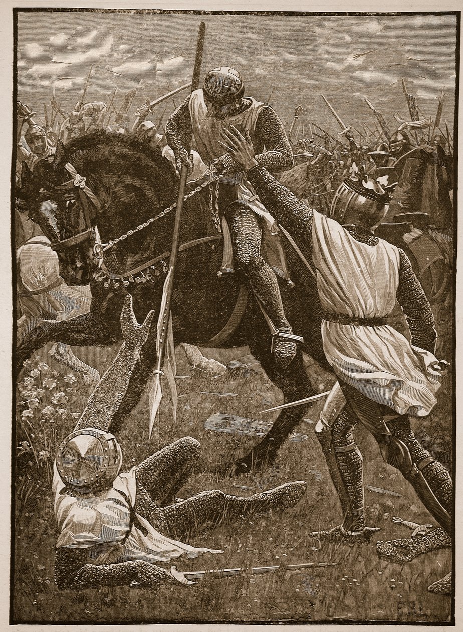 Battle of Evesham: King Henry in danger, illustration från Cassells Illustrated History of England (sepiafoto) av English School