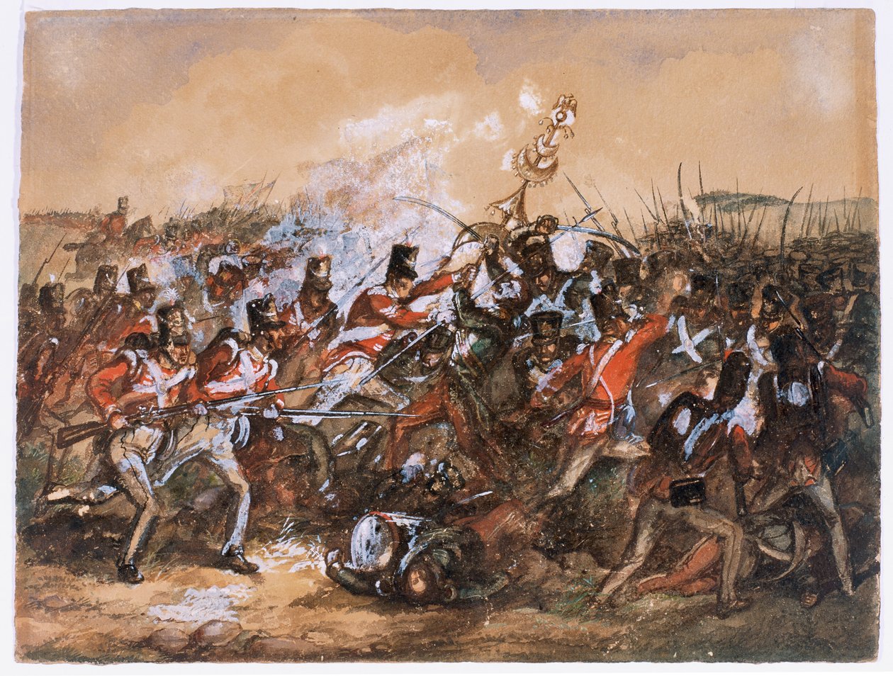Slaget vid Salamanca, 1812 (wc på papper) av English School