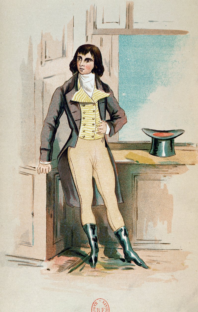 Beau Brummel (1778-1840) i sin ungdom (färg litho) av English School