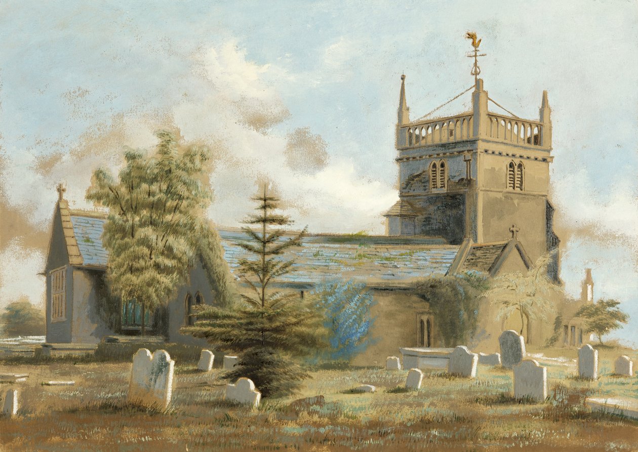 Bedminster Old Church (olja på papper) av English School