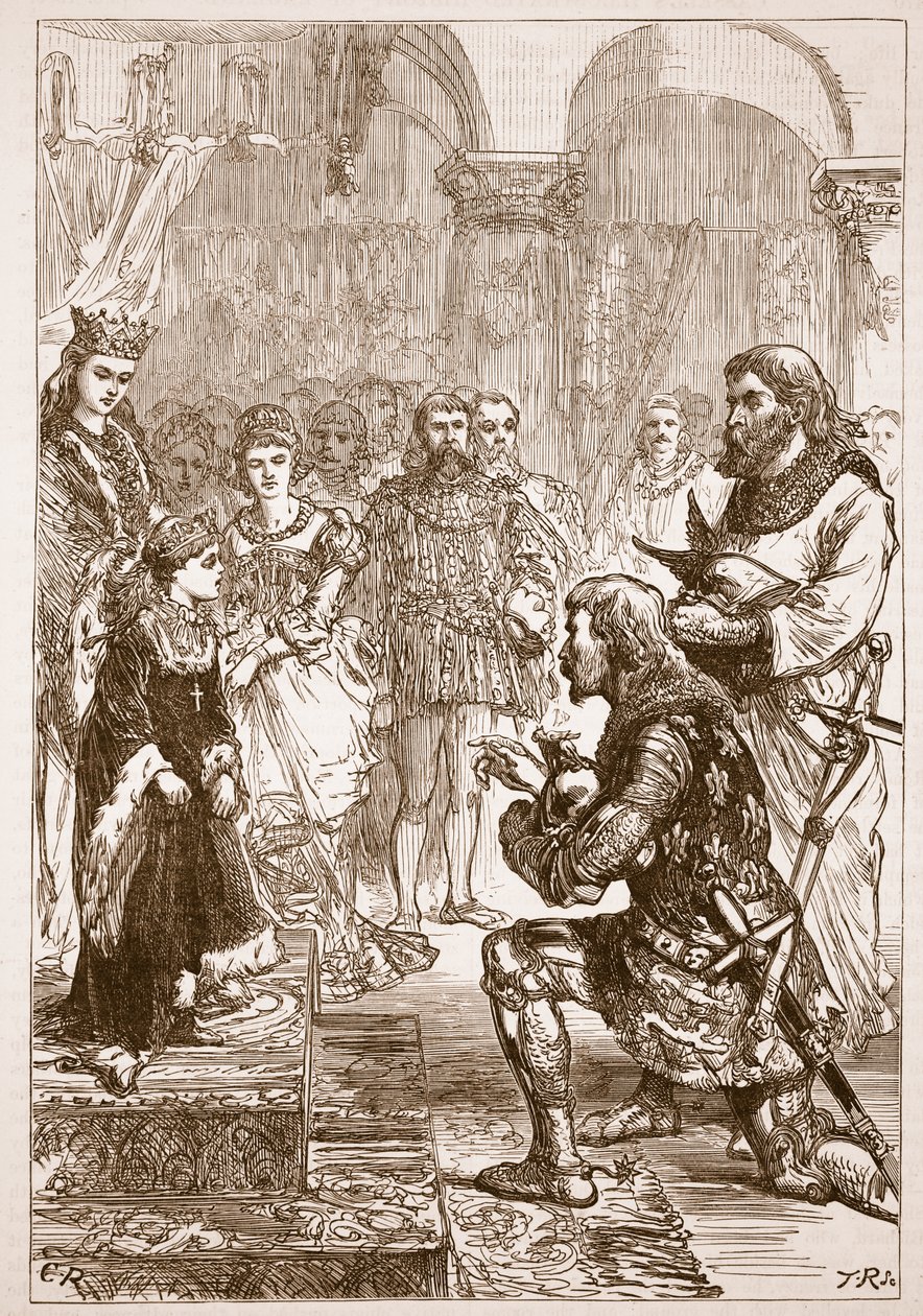 Trolovning av prinsessan Isabella till Richard, illustration från Cassells Illustrated History of England (sepiafoto) av English School
